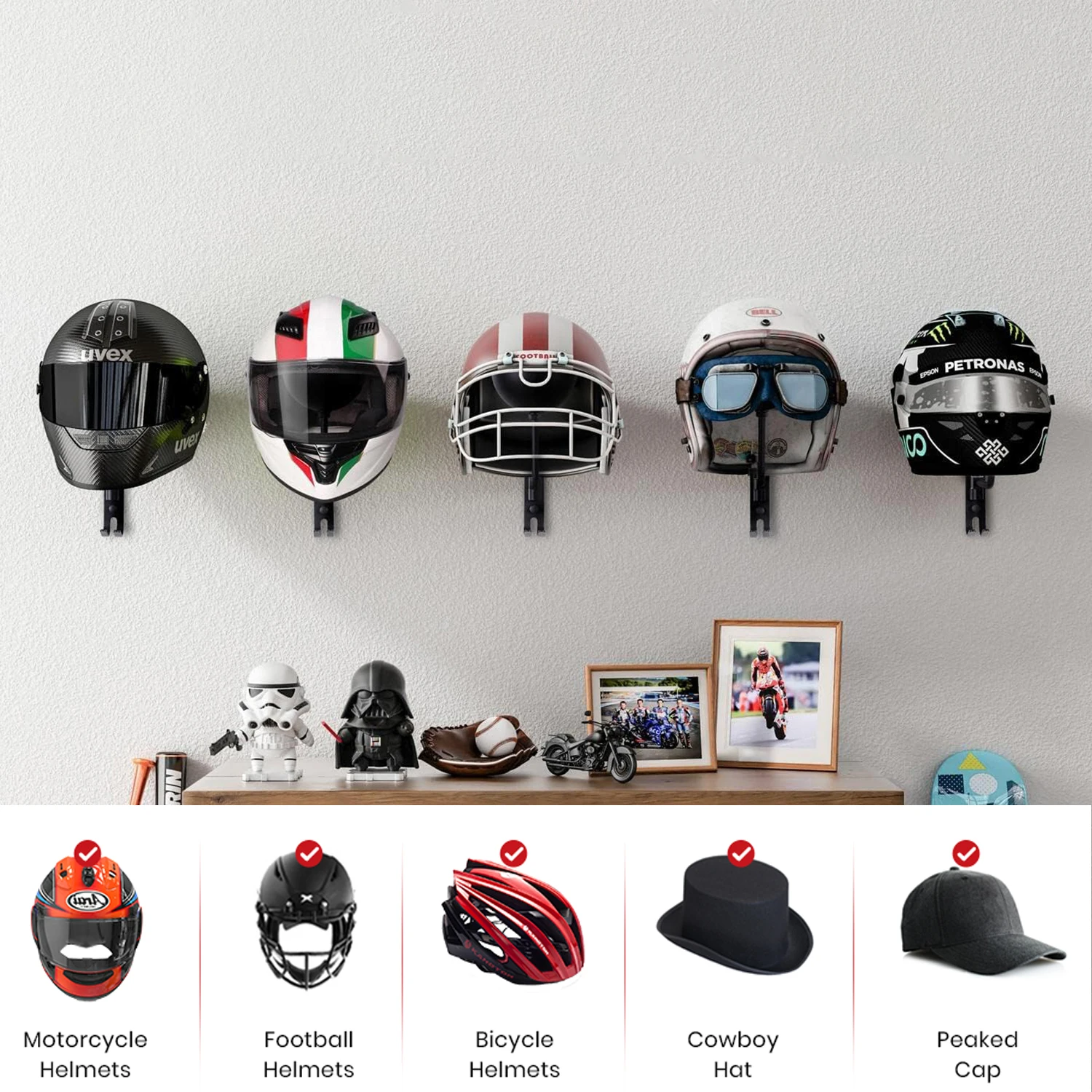 Soporte para casco de motocicl - Cycling Gear Wall Hanger reseña y precio